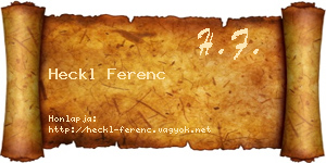 Heckl Ferenc névjegykártya
